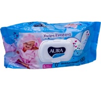 Влажные салфетки AURA  Ultra comfort комплект 100 шт., для детей, гипоаллергенные, без спирта 127500
