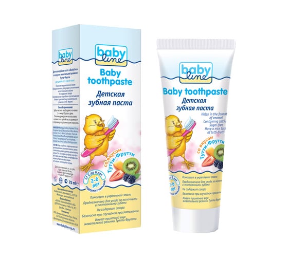 Детская зубная паста BABYLINE 75 мл со вкусом Тутти-Фрутти,  DB013 1