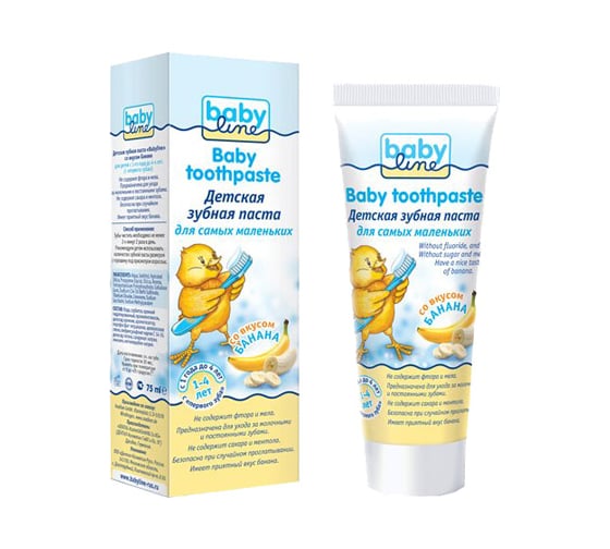 Детская зубная паста BABYLINE 75 мл со вкусом банана,  DB011 1