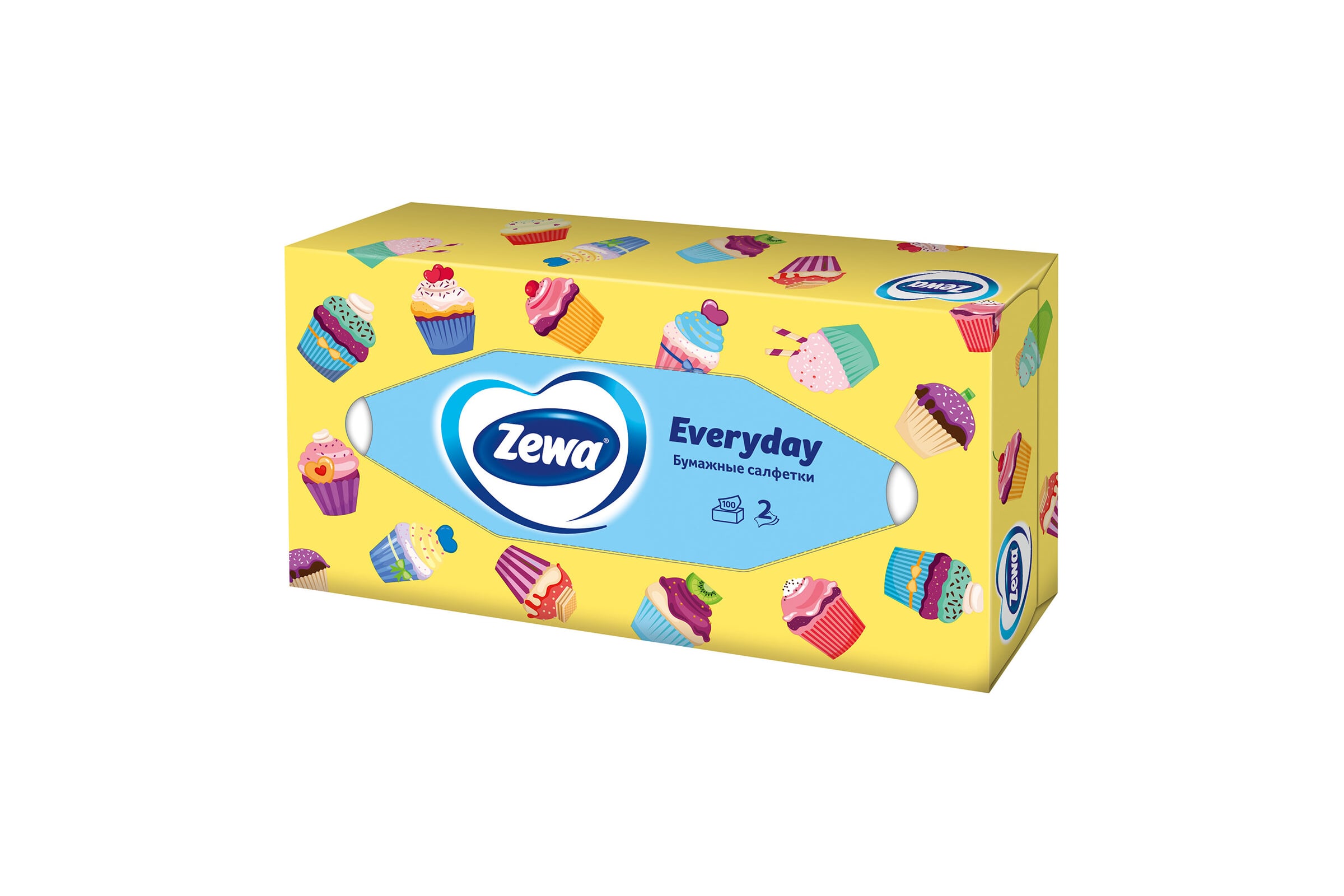 Бумажные салфетки для лица "Zemma Everyday" (100 шт/упак) 2 слоя / Косметические (21 упак/ящ)