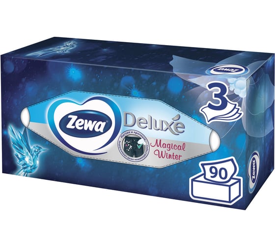 Косметические 3-слойные салфетки ZEWA Delux Design 90шт в картонном боксе 28420 111332