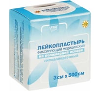 Медицинский фиксирующий лейкопластырь LEIKO в рулоне 3x500 см на полимерной основе в картонной коробке 630260