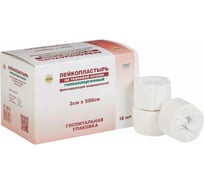 Медицинский фиксирующий лейкопластырь LEIKO в рулоне 18шт 3x500 см на тканевой основе белого цвета 630263