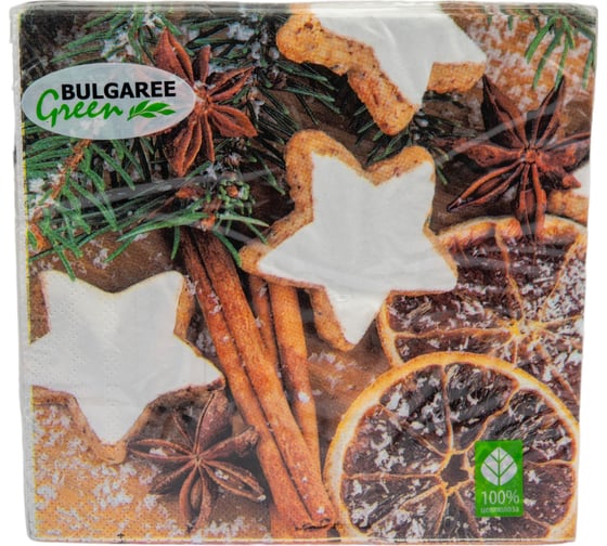Салфетки Bulgaree Green БГ трехсл. 33х33 Рождество 20 шт. МДК-1004379