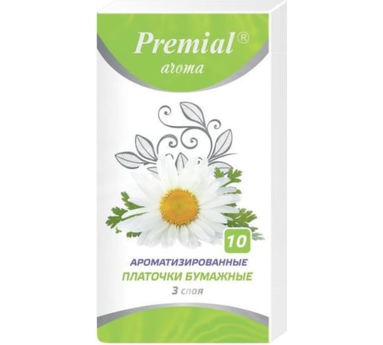 Платочки бумажные ромашка 10 шт Premial МДК-4309 1