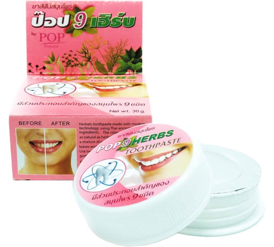 Растительная зубная паста POP popular 9 трав в круглой упаковке POP 9 Herbs Toothpaste 003049