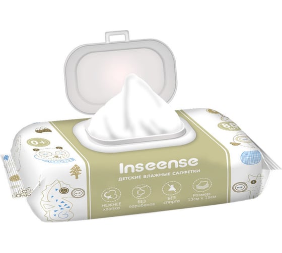 Влажные салфетки для детей INSEENSE 88 шт, с лосьоном Ins0488