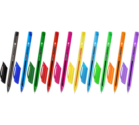 Гелевые ручки BRAUBERG extra glide gel 10 цветов, трехгранные, игольчатый наконечник 0.7 мм, линия 0.5 мм 144079