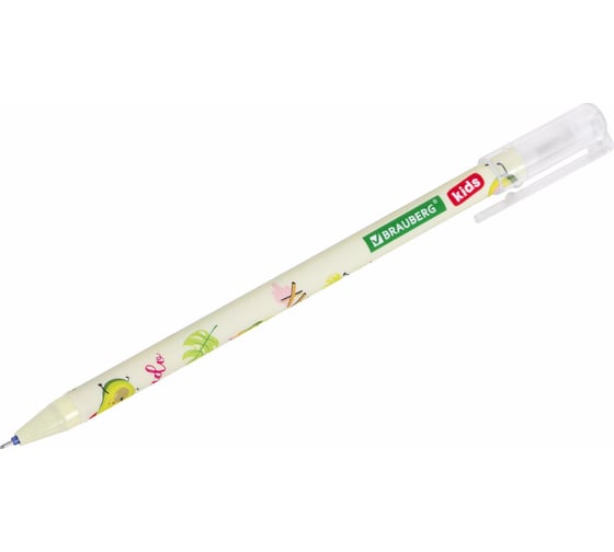 Стираемые гелевые ручки BRAUBERG kids avocado, синие, 12 шт., игольчатый наконечник 0.5 мм, линия 0.35 мм 144100