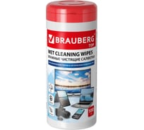 Салфетки для экранов всех типов и оптики BRAUBERG топ 13x17 см, туба 100 шт., влажные 513812