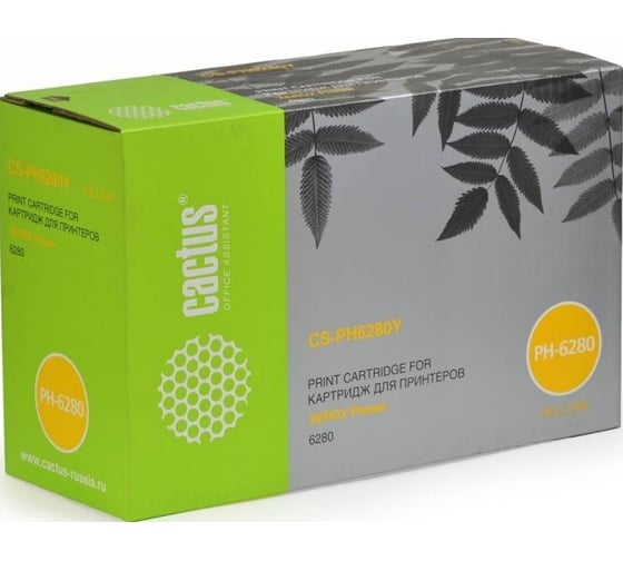Лазерный картридж Cactus CS-PH6280Y 106R01402 желтый, 5900 стр., для Xerox Phaser 6280 807456