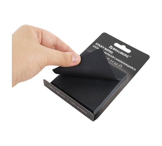 Самоклеящийся блок BRAUBERG стикеры, черный black, 76x76 мм, 100 листов 115204