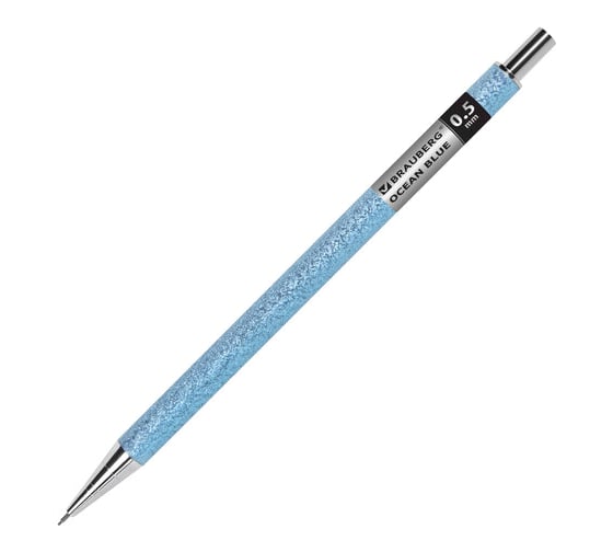 Механический карандаш BRAUBERG 0.5 мм + грифели HB 12 шт на блистере, bauberg ocean blue 181970