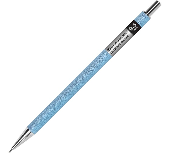Механический карандаш BRAUBERG 0.5 мм + грифели HB 12 шт на блистере, bauberg ocean blue 181970