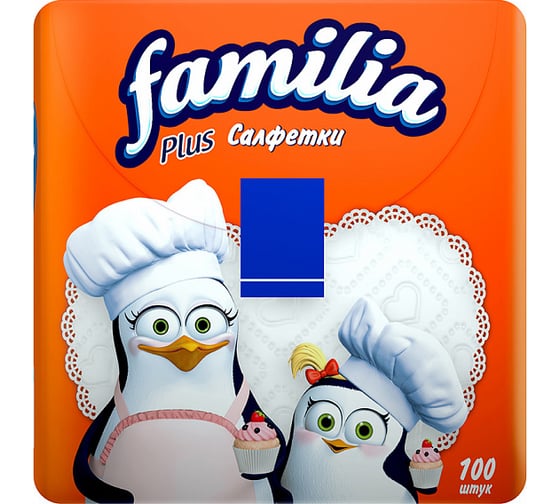Белые Салфетки FAMILIA PLUS 1 слой 30x30 см 1015031322