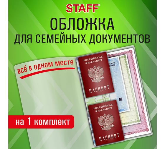 Папка-органайзер Staff обложка семейная для 1-го комплекта документов, а4, пвх, матовая 238337