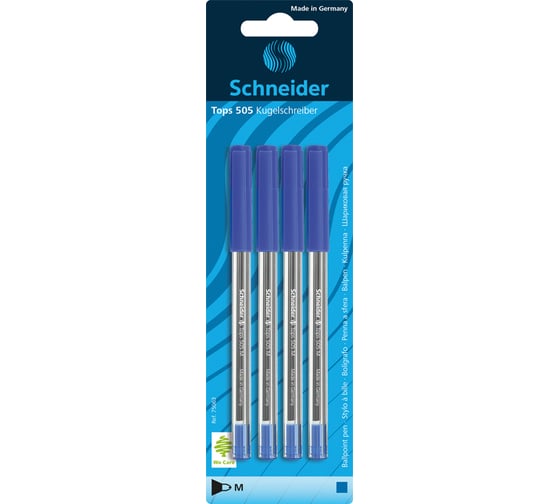 Набор шариковых ручек Schneider Tops 505 M 4 шт., синие, 1 мм 75063 1