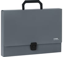 Папка-портфель СТАММ 1 отделение, А4, 600 мкм, на замке, пластик, серый ММ-30698