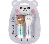 Клей-карандаш с топпером MESHU Animals, 8 г, 2 шт. в блистере, ПВП, ассорти MS_52629