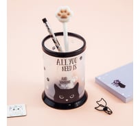 Подставка-стакан MESHU Black Cat, пластиковая, прозрачная MS_46342