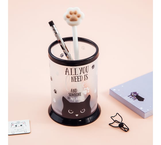 Подставка-стакан MESHU Black Cat, пластиковая, прозрачная MS_46342 1