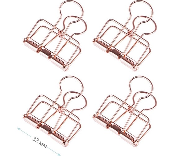 Зажимы для бумаг MESHU Rose Gold 32 мм, 4шт. MS41597 MS_41597