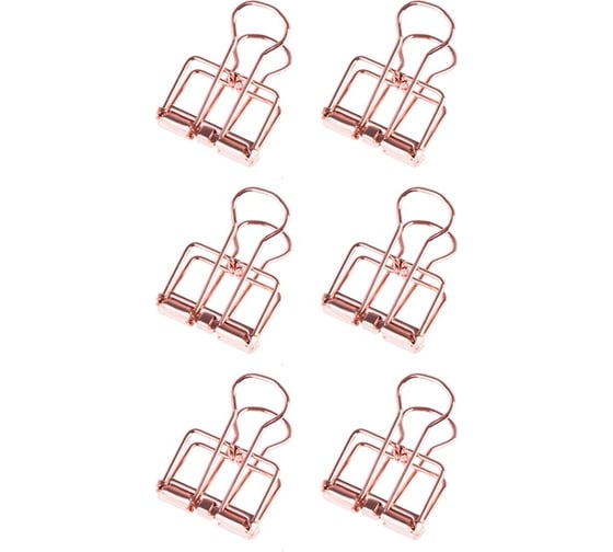 Зажимы для бумаг MESHU Rose Gold 19 мм, 6шт. MS41595 MS_41595