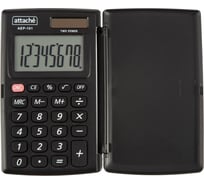 Карманный калькулятор Attache aep-101 с крышкой, 8 разрядов, двойное питание, черный 1779759