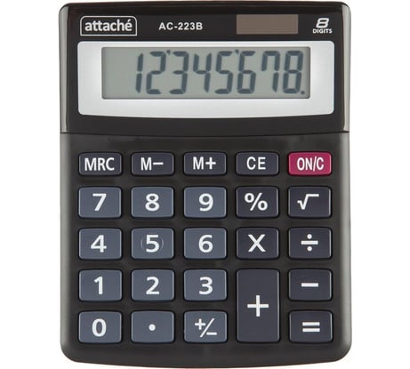 Настольный калькулятор Attache aс-223b, 8 разрядов, двойное питание, черный 1779768