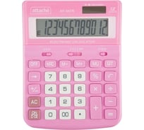 Настольный полноразмерный калькулятор Attache af-447r, 12 разрядов, двойное питание, розовый 1779803