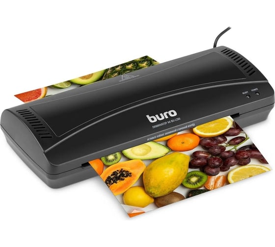 Ламинатор BURO BU-L280 черный, A4, 80-125 мкм, 25 см/мин, 2 вала, холодное ламинирование, ламинирование фото 1061655