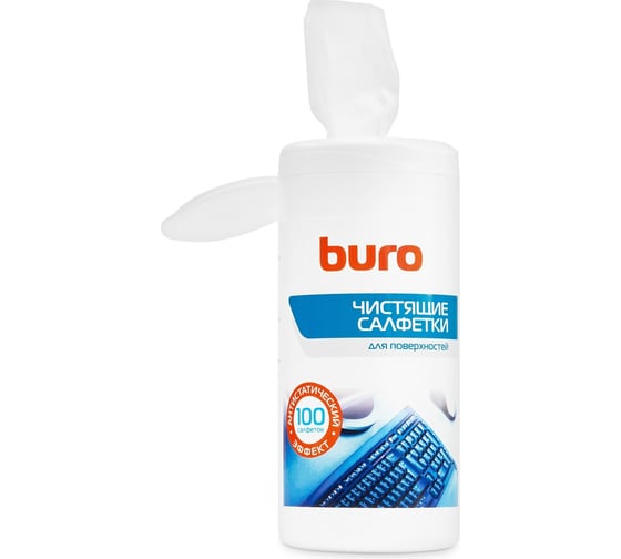 Влажные салфетки для поверхностей BURO BU-Tsurface туба 100 шт. 817441