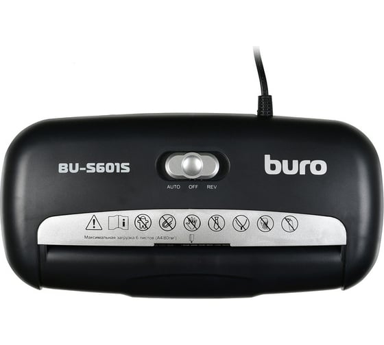 Шредер BURO Home BU-S601S секретность Р-1, ленты, 6 листов, 10 л, пластиковые карты 1061652