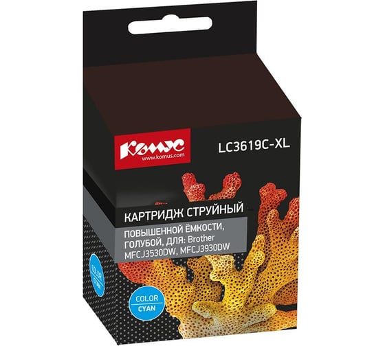 Струйный картридж Комус lc3619xlc голубой, повышенной емкости, для brother mfcj3530dw/3930d 1448922 1