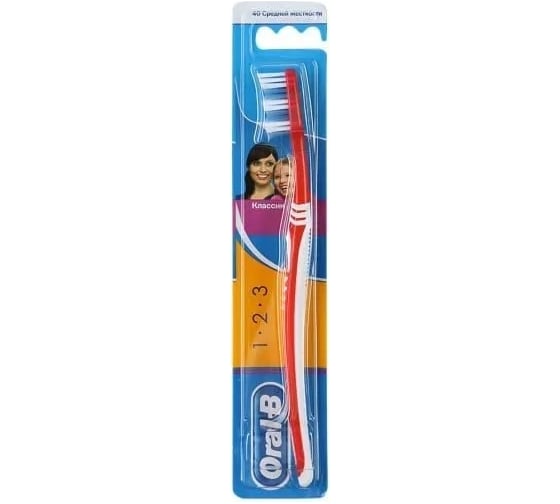 Зубная щетка Oral-B 1 2 3 Классик 40 Medium 0051008013