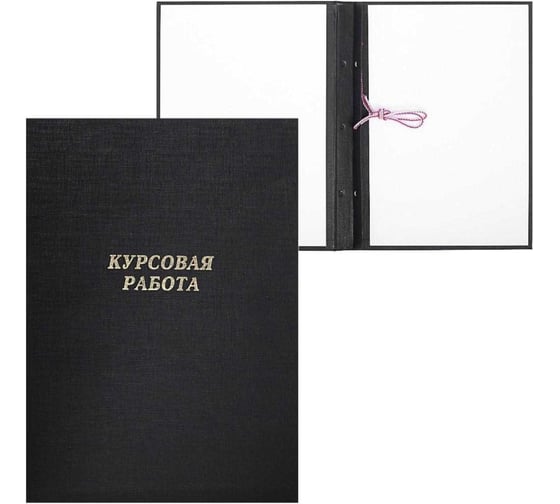 Папка Calligrata 10КР01 б/в "Курсовая работа" А4, гребешки/сутаж, черная 4378348
