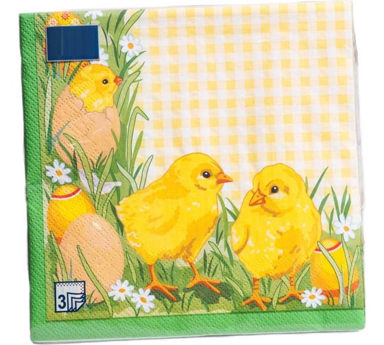 Бумажные салфетки EUROHOUSE 33x33 см, 3-слойные, Цыплята 20 шт, АртБукет 37660 1