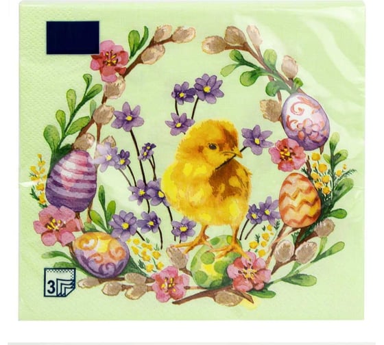 Бумажные салфетки EUROHOUSE 33x33 см, 3-слойные, Пасхальный сюрприз 20 шт 37666 1