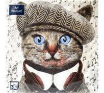 Бумажные салфетки EUROHOUSE 33x33 см, 3-слойные, Меломан 20 шт 37468