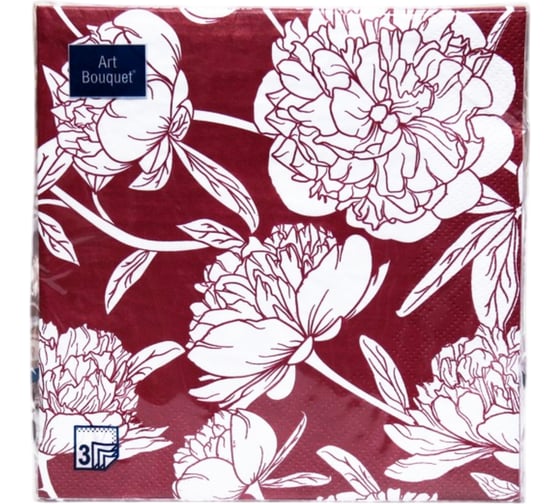 Бумажные салфетки EUROHOUSE 33x33 см, 3-слойные, Венеция, бордовый, 20 шт. 37358 1