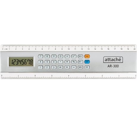 Калькулятор настольный с линейкой Attache ar-300, 8 разрядов, питание от батарейки, серый 1779766