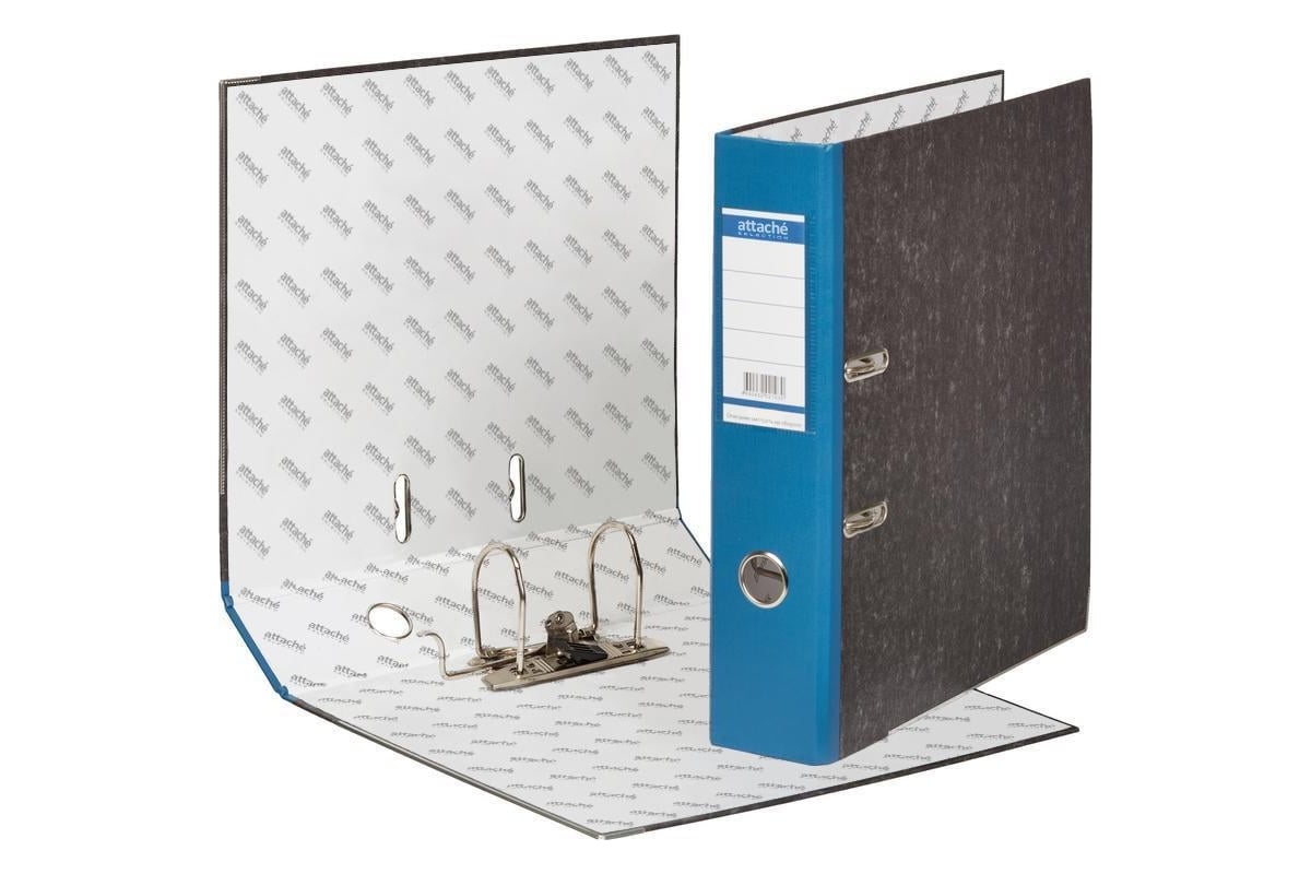 Папка-регистратор Attache Selection мрамор 70 мм, синий, карман на ...