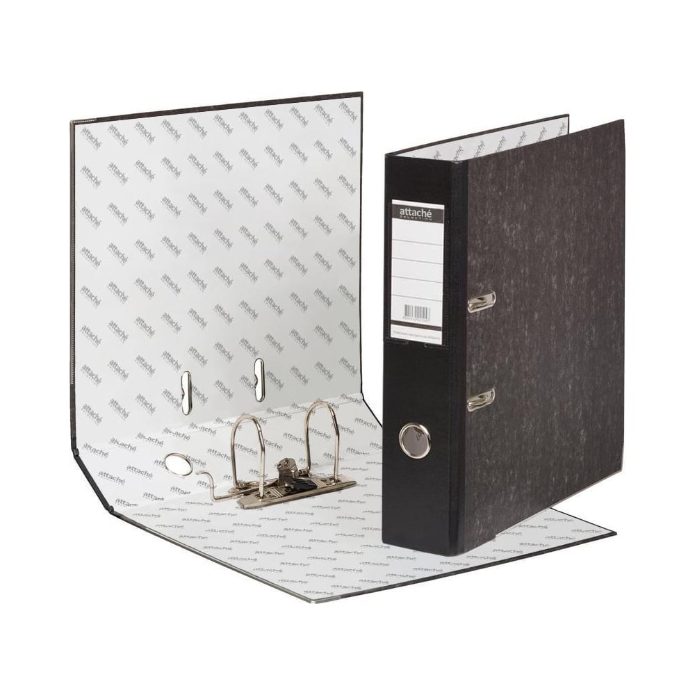 Папка-регистратор Attache Selection мрамор 70 мм, черный, карман на ...