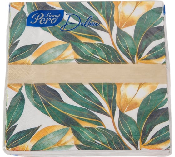 Салфетка бумажная GrandPero deluxe 33x33 см малахит 3 слоя 20 листов х 12 2258 1