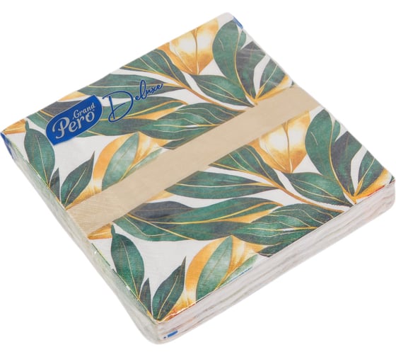 Салфетка бумажная GrandPero deluxe 33x33 см малахит 3 слоя 20 листов х 12 2258