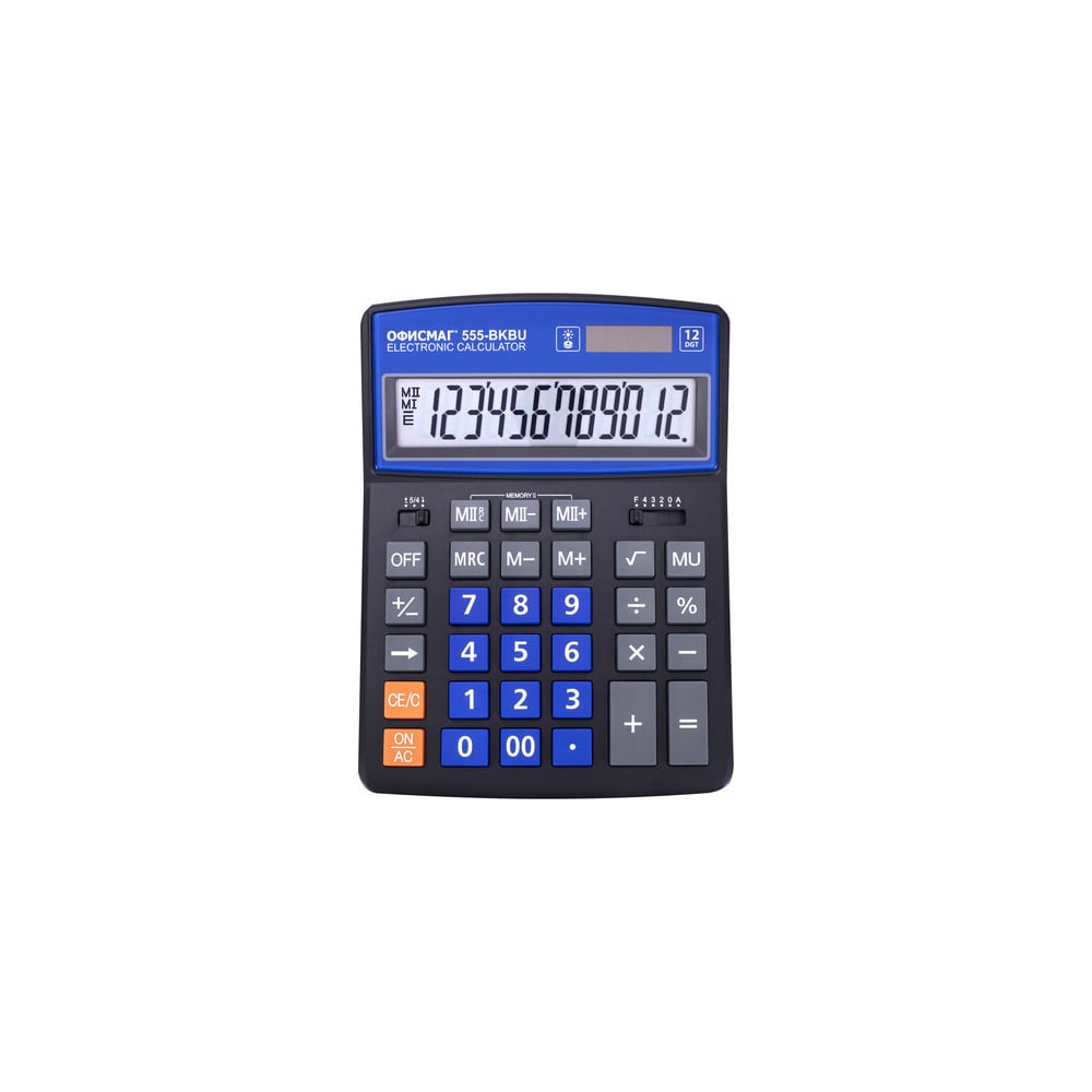 Калькулятор настольный ОФИСМАГ 555-BKBU 206x155 мм, 12 разрядов ...