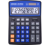 Калькулятор настольный ОФИСМАГ 555-BKBU 206x155 мм, 12 разрядов, двойное питание, черно-синий 271927
