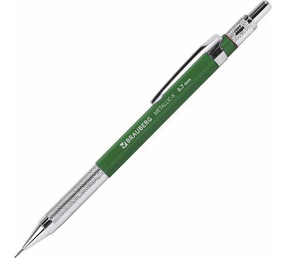 Механический карандаш BRAUBERG 0.7 мм + грифели, Hb, 24 шт., Metallic-x 07, металлические детали 181966