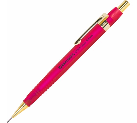 Механический карандаш BRAUBERG 0.5 мм, Hb, Extra Gold, ластик, корпус Soft Touch, ассорти 181963