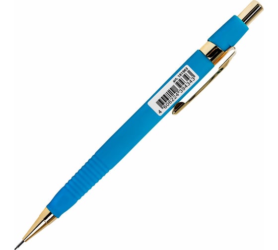 Механический карандаш BRAUBERG 0.5 мм + грифели, Hb, 12 шт., Extra Gold, корпус Soft Touch, ластик 181964